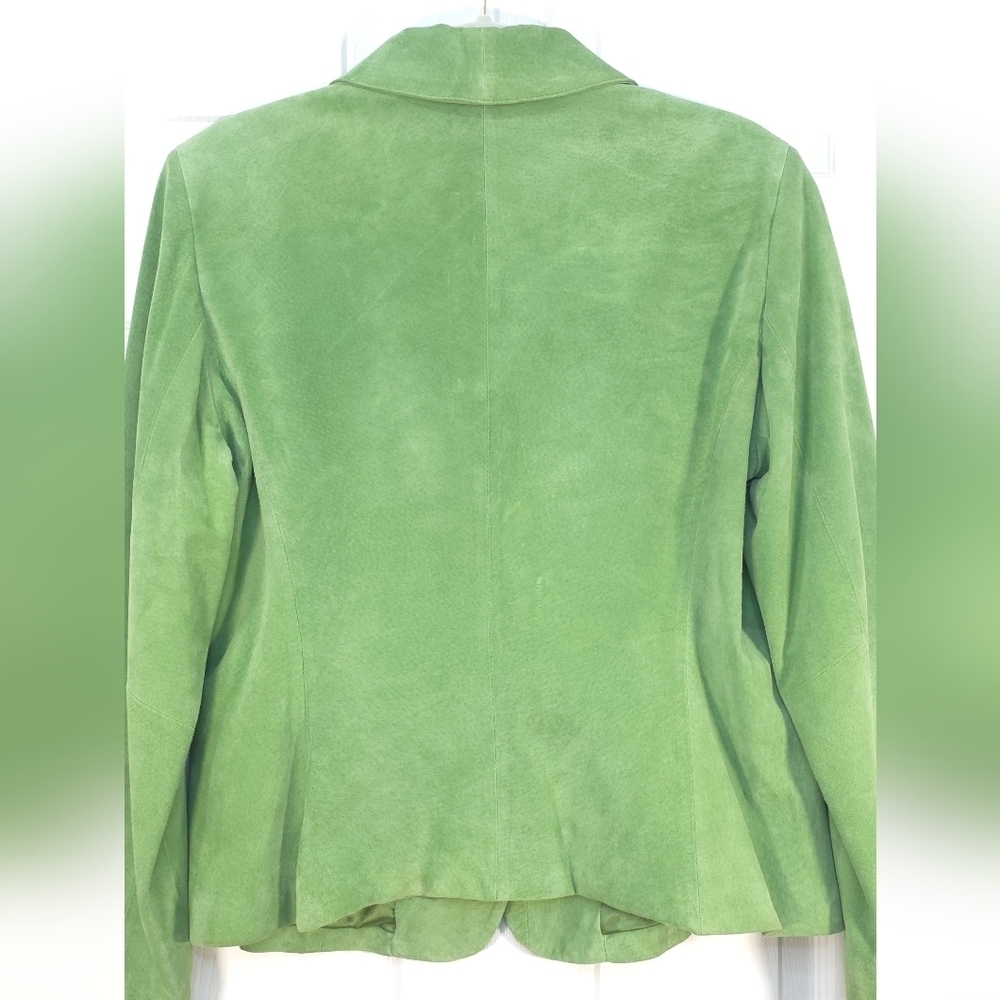 Jones New York Mint Green Women's Leather Jacket Size L Elegant Quiet Lux Style - Picture 8 of 10